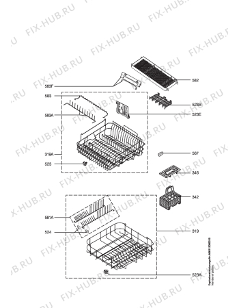 Взрыв-схема посудомоечной машины Electrolux ESF6271 - Схема узла Baskets, tubes 061